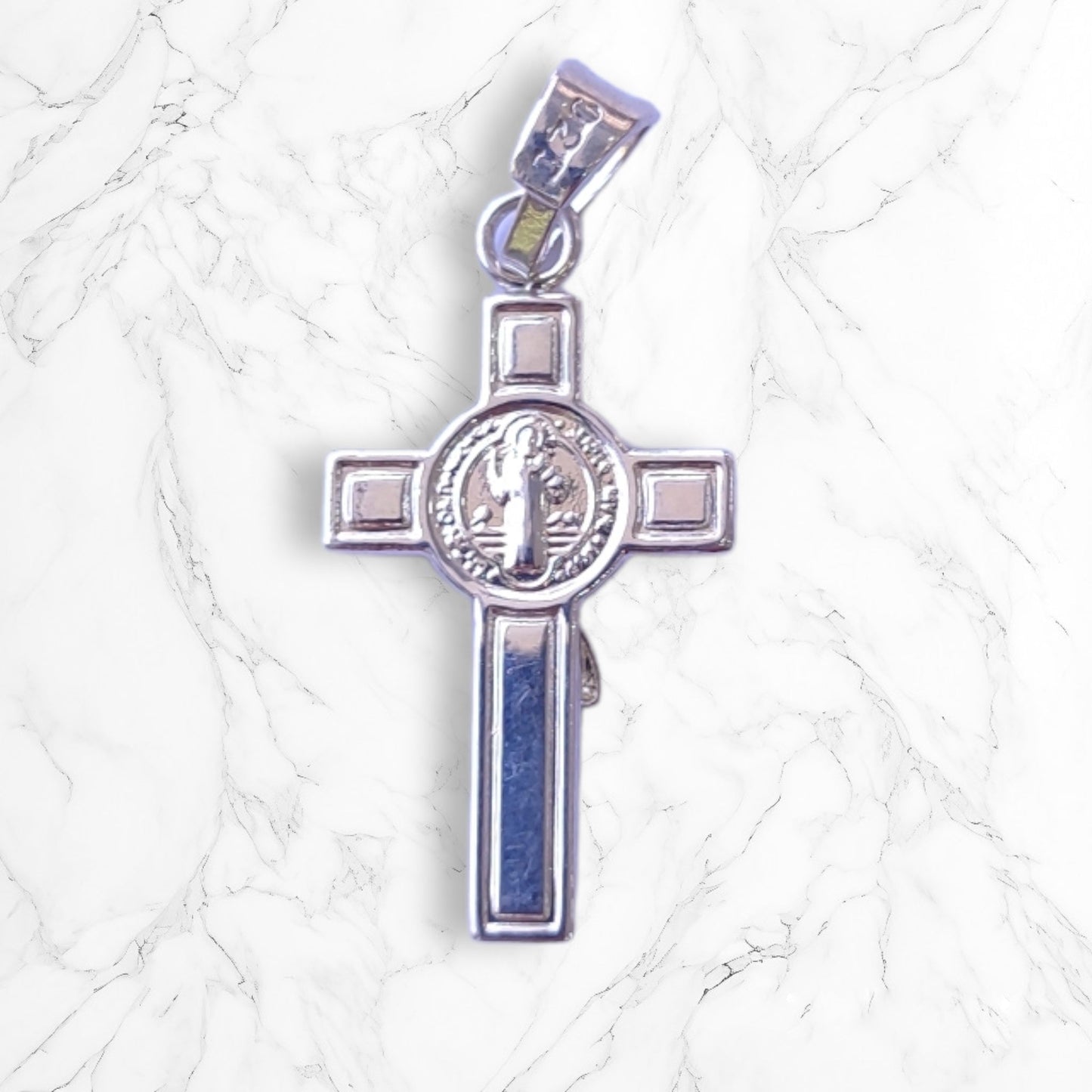 Dije Colgante Cristo Cruz Grande Hombre o Mujer En Plata 925 Italiana Con Baño Oro Brillo Encanto