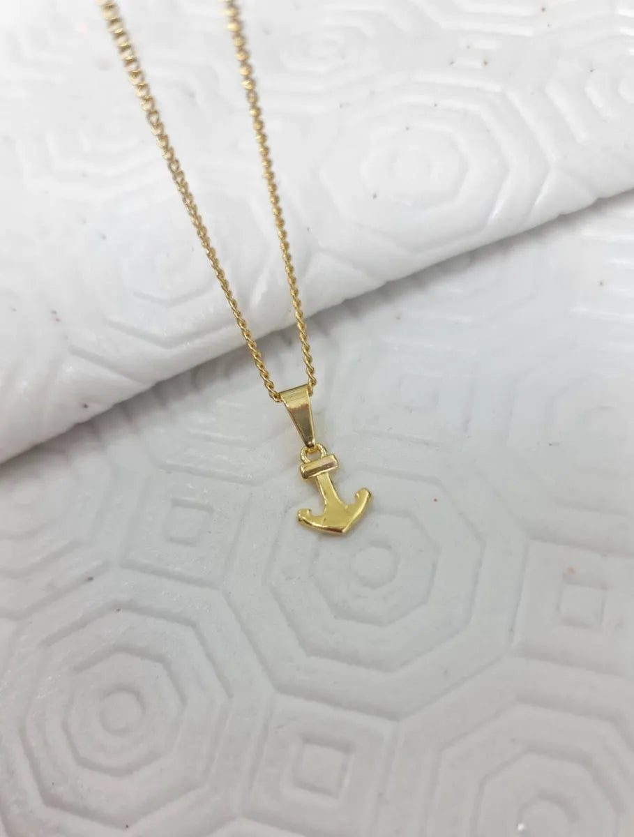 Dije Oro Laminado 18k Pequeño Mujer Ancla Brillo Encanto
