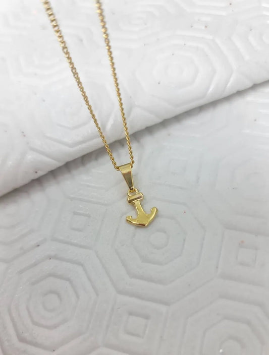 Dije Oro Laminado 18k Pequeño Mujer Ancla Brillo Encanto