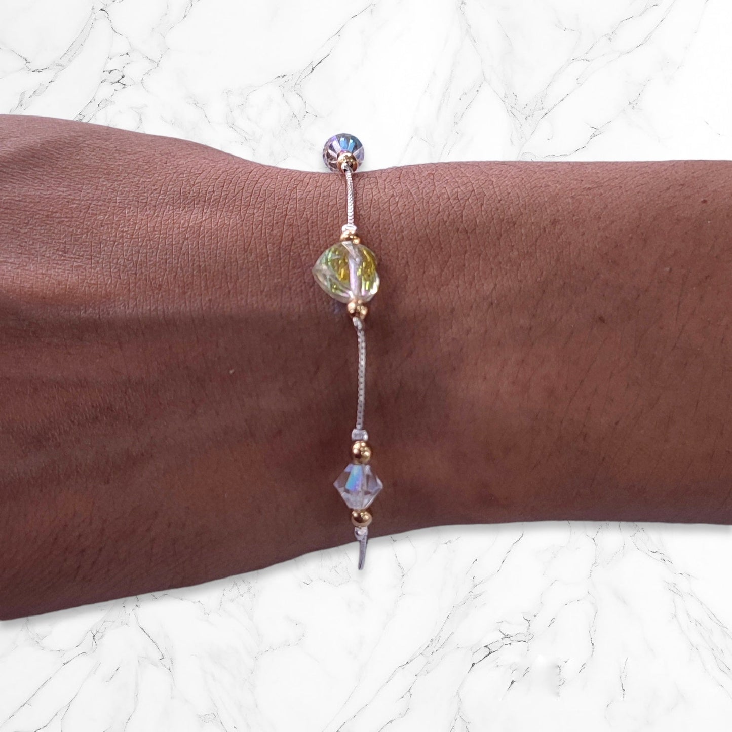 Pulsera Esclava Delicada Oro Plata925 Italiana Dama Mujer Brillo Encanto