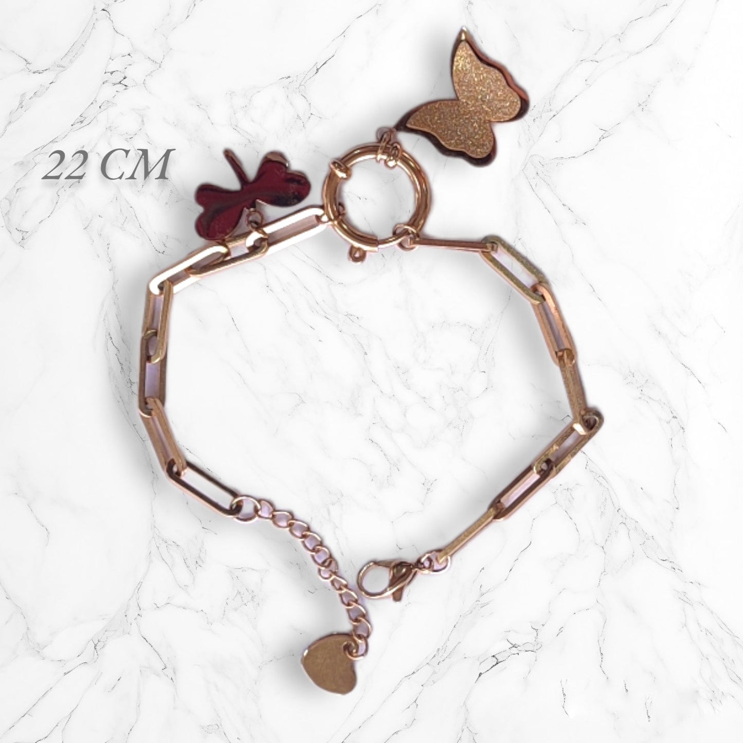 Pulsera Esclava En Acero de Mariposas Dorada 22 CM Para Mujer Brillo Encanto