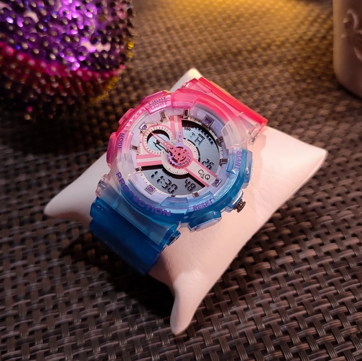 Reloj C&Q Original Deportivo Mujer Arcoíris Doble Hora Brillo Encanto