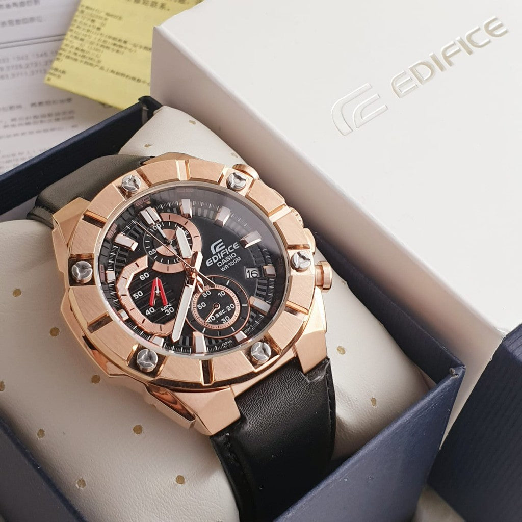 Reloj Casio Edifice Efr-569bl-1avudf Hombre Deportivo Pulso Cuero Brillo Encanto
