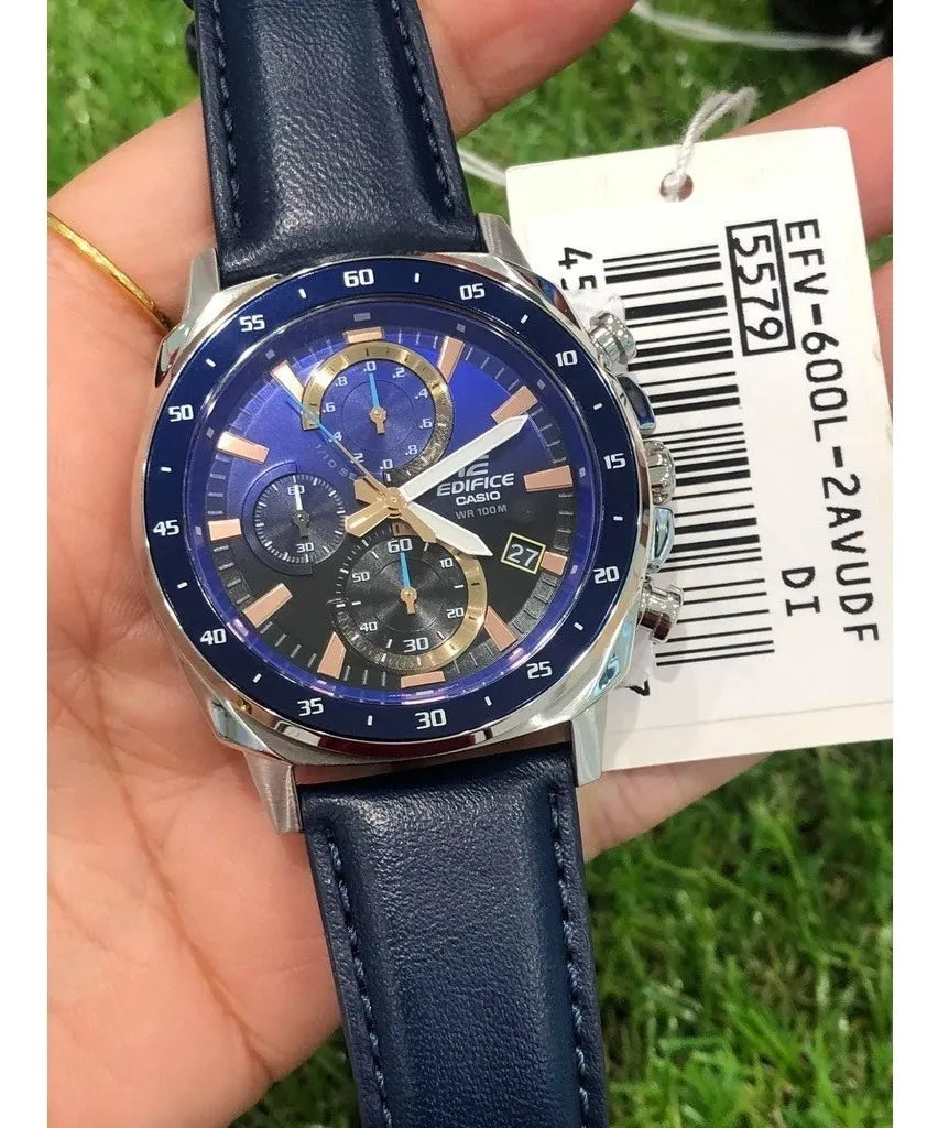 Reloj Casio Edifice Hombre Deportivo Original Sumergible EFV-600L-2AVUDF Brillo Encanto