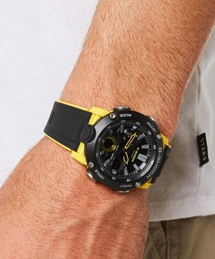 Reloj Casio G-shock Deportivo Fibra De Carbono y Brújula GA-2000-1A9DR Brillo Encanto