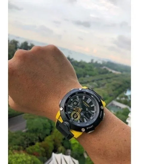 Reloj Casio G-shock Deportivo Fibra De Carbono y Brújula GA-2000-1A9DR Brillo Encanto