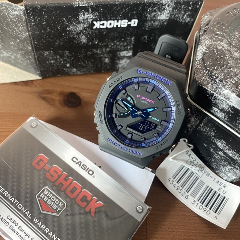 Reloj Casio G-shock GA-2100VB-1ADR Unisex Original Deportivo Sumergible Ciber Punk Brillo Encanto