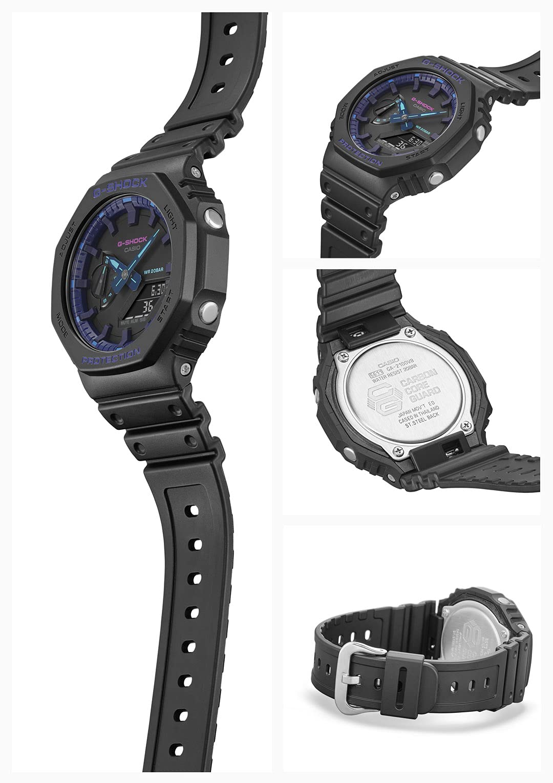Reloj Casio G-shock GA-2100VB-1ADR Unisex Original Deportivo Sumergible Ciber Punk Brillo Encanto