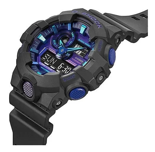 Reloj Casio G-shock Hombre Deportivo Sumergible Bicolor Negro Azul GA-700BP-1ADR Brillo Encanto