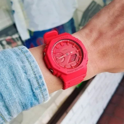 Reloj Casio G-shock Rojo Unisex Original Deportivo Sumergible GA-2100-4ADR Estilo LLamativo y Resistencia Excepcional Brillo Encanto