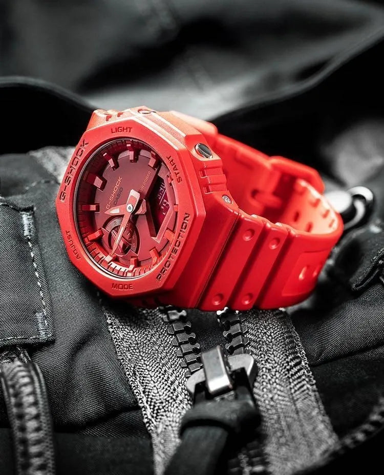 Reloj Casio G-shock Rojo Unisex Original Deportivo Sumergible GA-2100-4ADR Estilo LLamativo y Resistencia Excepcional Brillo Encanto