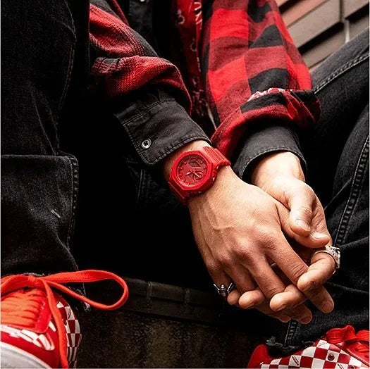Reloj Casio G-shock Rojo Unisex Original Deportivo Sumergible GA-2100-4ADR Estilo LLamativo y Resistencia Excepcional Brillo Encanto