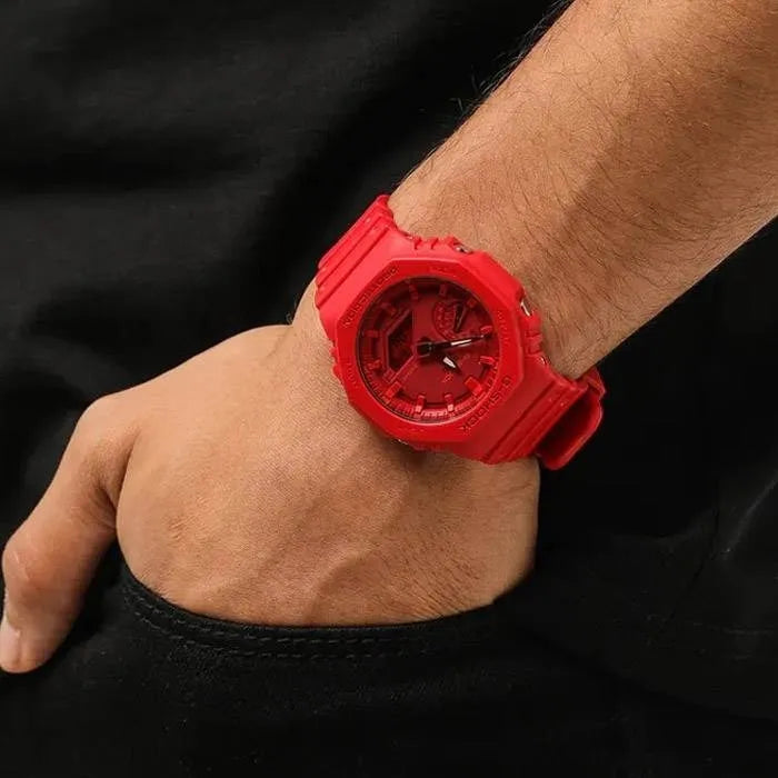 Reloj Casio G-shock Rojo Unisex Original Deportivo Sumergible GA-2100-4ADR Estilo LLamativo y Resistencia Excepcional Brillo Encanto