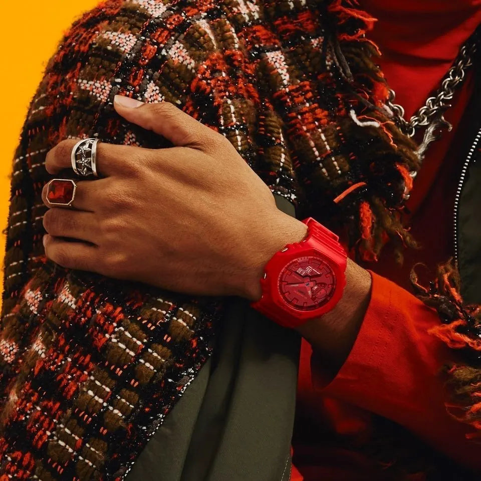Reloj Casio G-shock Rojo Unisex Original Deportivo Sumergible GA-2100-4ADR Estilo LLamativo y Resistencia Excepcional Brillo Encanto