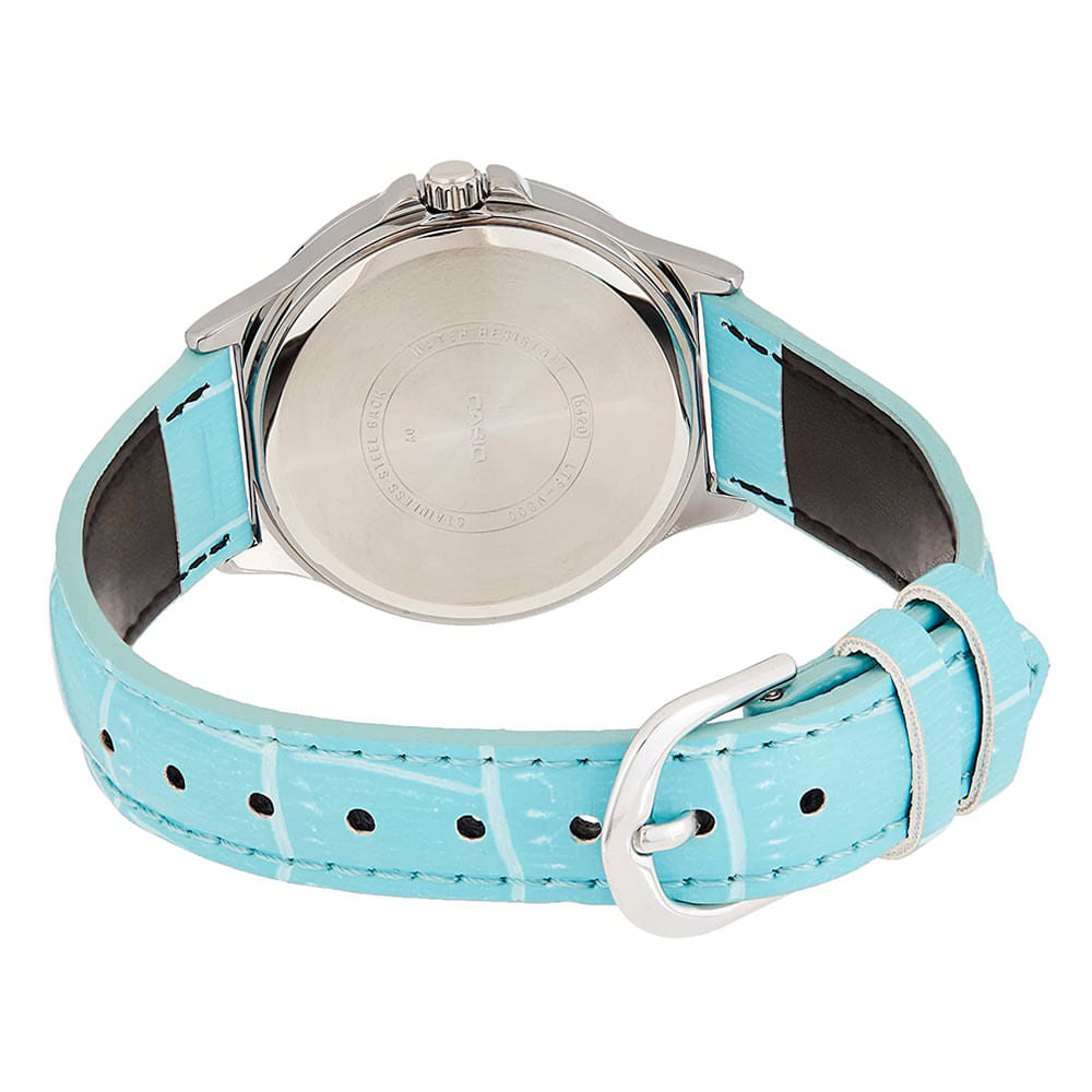 Reloj Casio LTP-V300L-2AUDF Original Mujer Pulso Cuero Azul Brillo Encanto