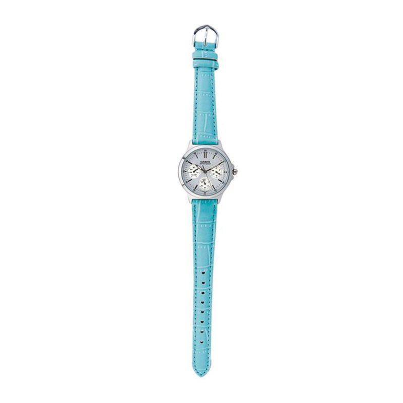 Reloj Casio LTP-V300L-2AUDF Original Mujer Pulso Cuero Azul Brillo Encanto