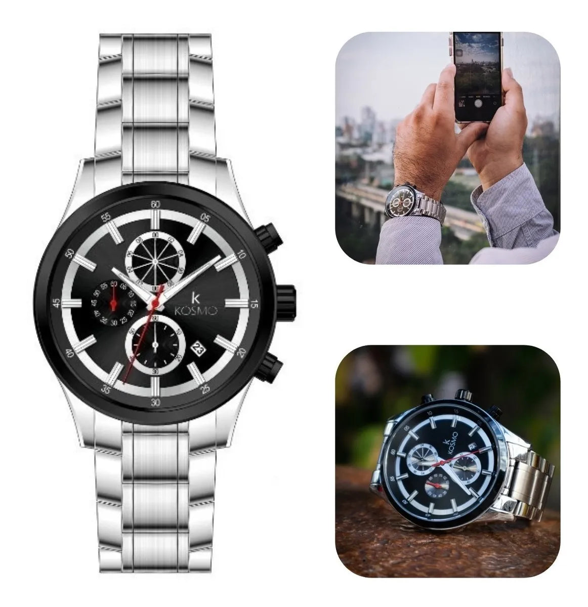 Reloj Hombre Kosmo K1517SL Ejecutivo Elegante Cronógrafos Acerado Brillo Encanto