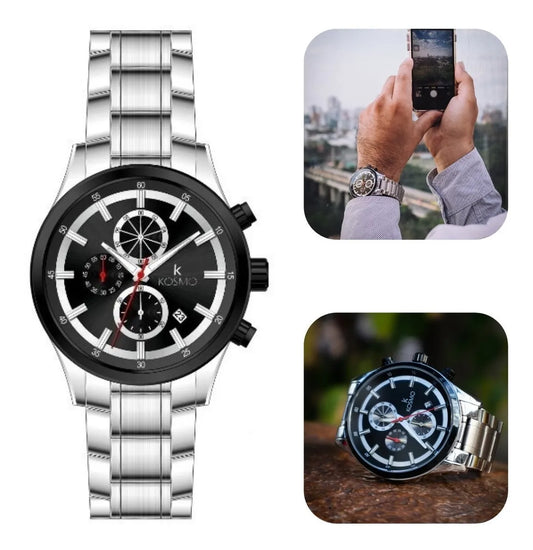 Reloj Hombre Kosmo K1517SL Ejecutivo Elegante Cronógrafos Acerado Brillo Encanto