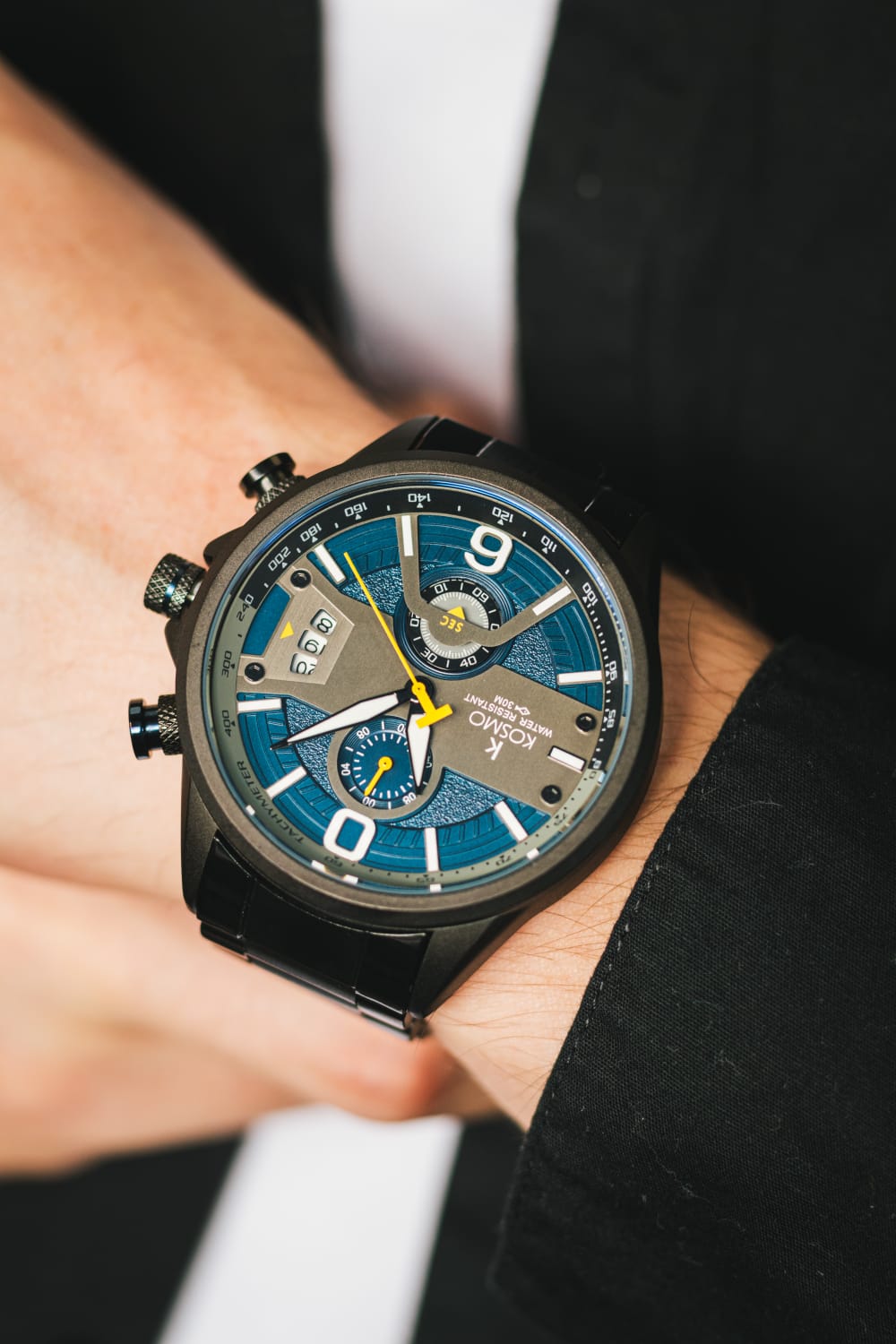 Reloj Hombre Kosmo K3848G Deportivo Acero negro Brillo Encanto
