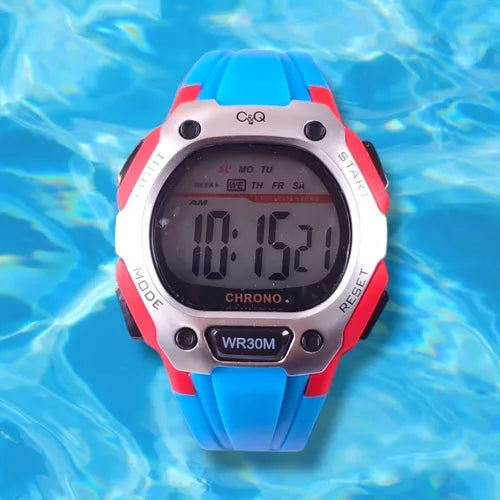 Reloj Niños C&q Deportivo Luz Digital Y Resistente Agua Brillo Encanto