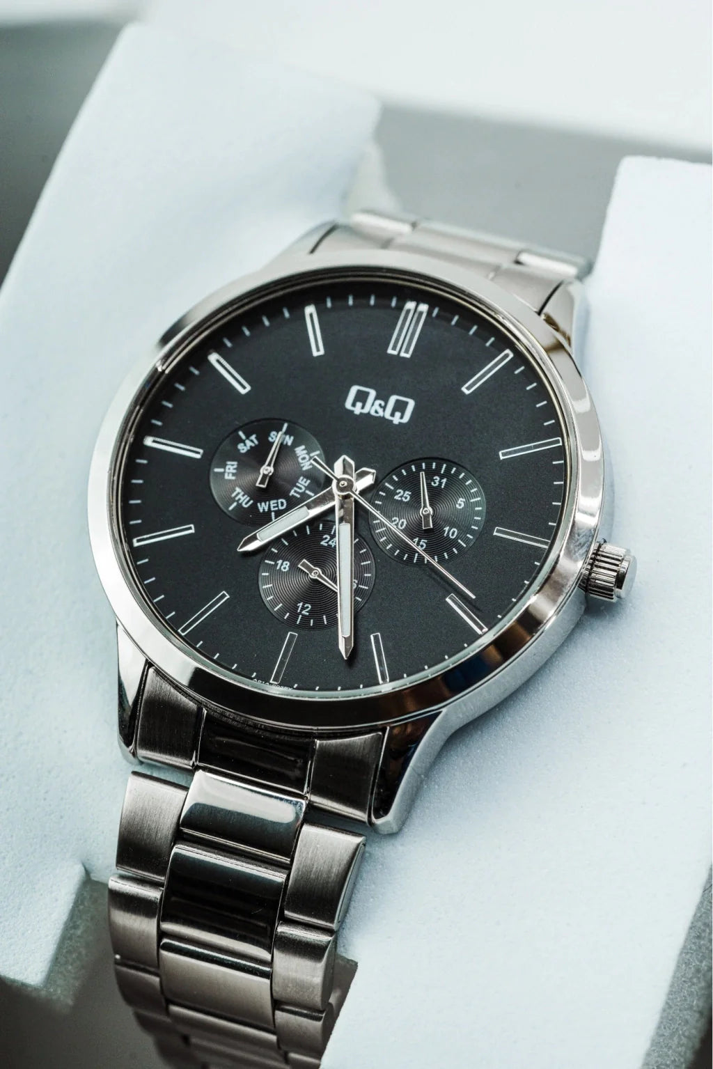 Reloj Q&Q A01A-003PY Acero Hombre Elegante Brillo Encanto
