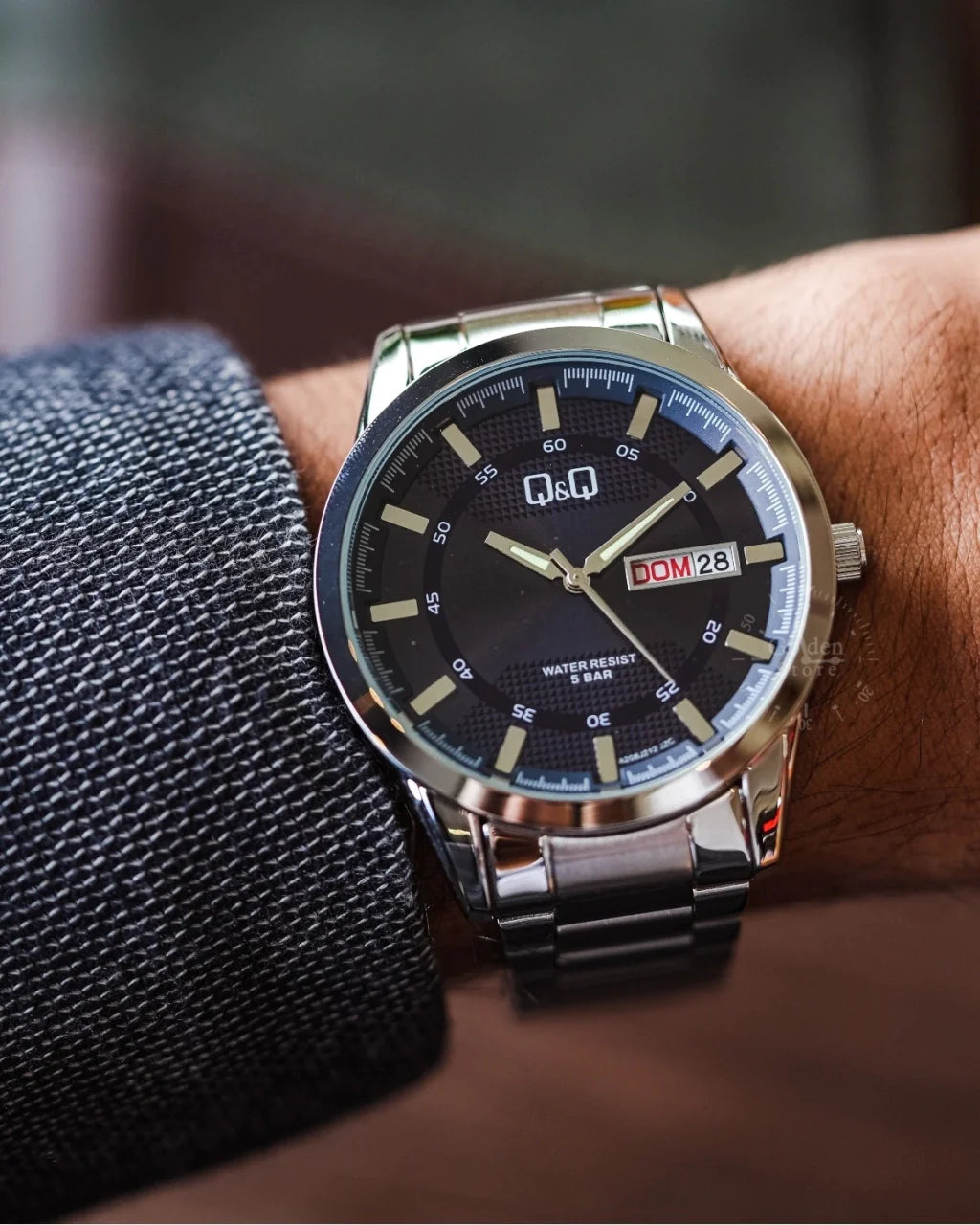 Reloj Q&Q A208J212Y Acerado Elegante Hombre Brillo Encanto