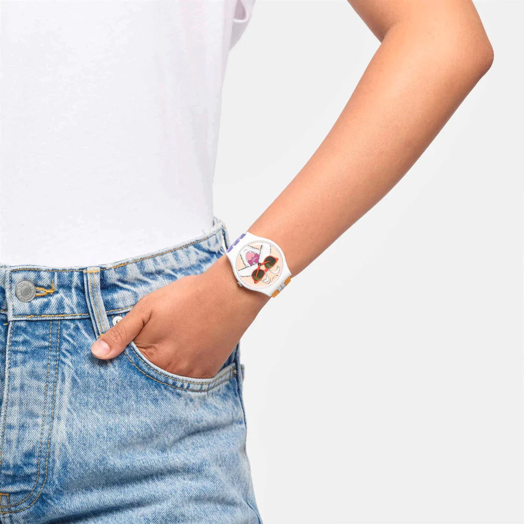 Reloj Swatch SUOZ346 KAMESENNIN Dragon Ball Edición Especial Unisex Brillo Encanto
