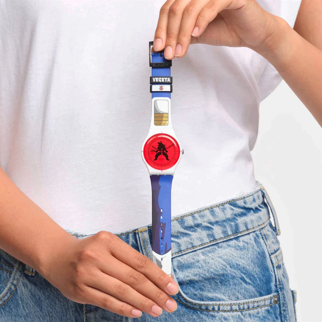 Reloj Swatch SUOZ348 VEGETA Dragon Ball Edición Especial Unisex Brillo Encanto
