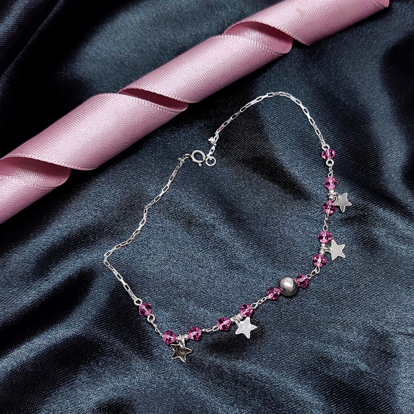 Tobillera Estrellas Mujer En Plata 925 Italiana 25CM Brillo Encanto