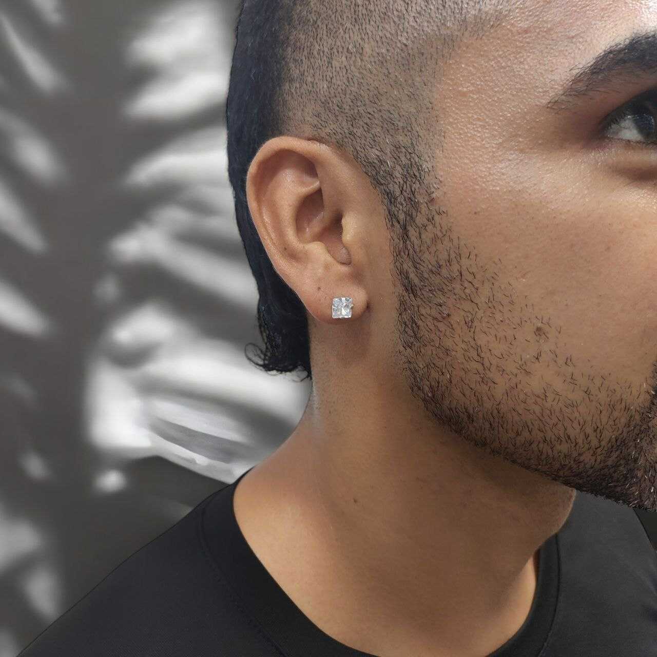aretes para hombre plata925 Cristal
