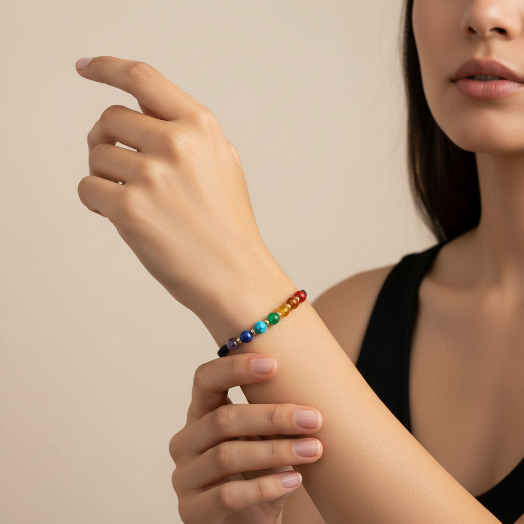 Pulsera 7 Chakras y Balines ORO18K Lisos o Diamantados