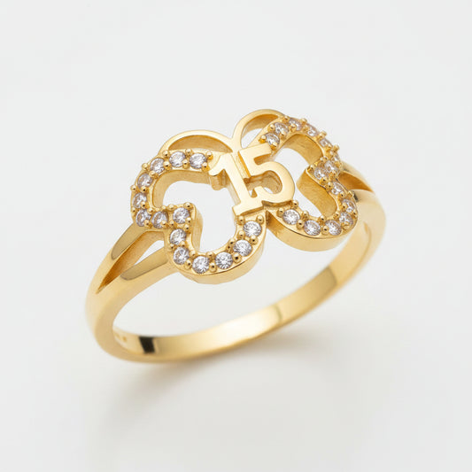 Anillo de 15 años mariposa en oro 18k - Brillo Encanto Villavicencio