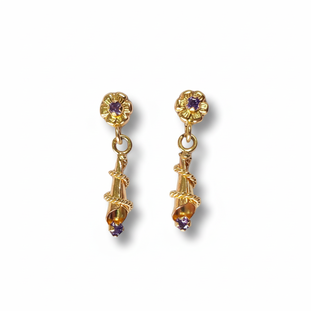 Aretes Anti alérgicos Seguridad Colgantes Mujer Oro Laminado18K