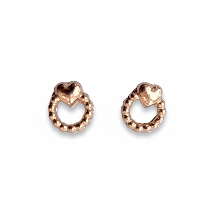 Aretes Corazones Anti alérgicos Topitos Seguridad Mujer Oro Laminado 18k