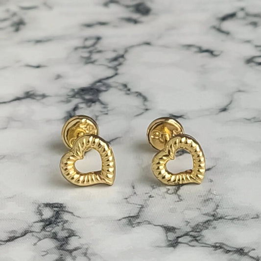 Aretes Oro Laminado 18k Corazón Pequeños