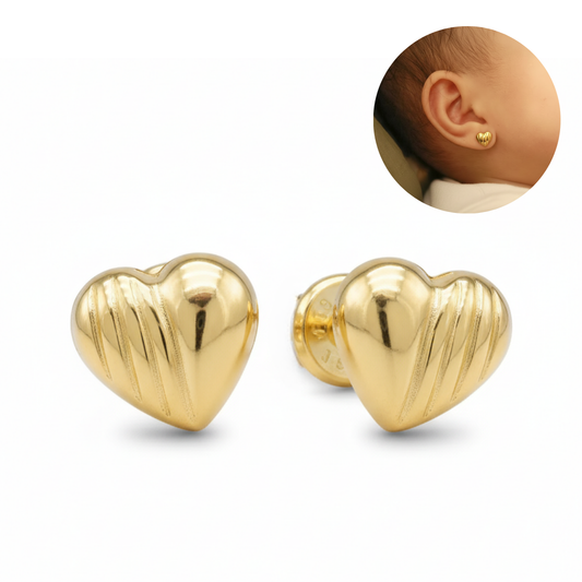 Aretes topitos corazones pequeños de moda con rosca de seguridad