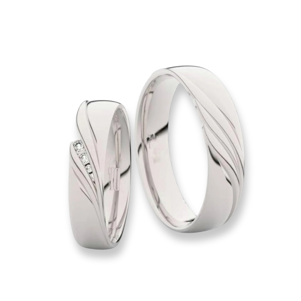 Argollas de Matrimonio Praga en Plata Italiana Brillo Encato