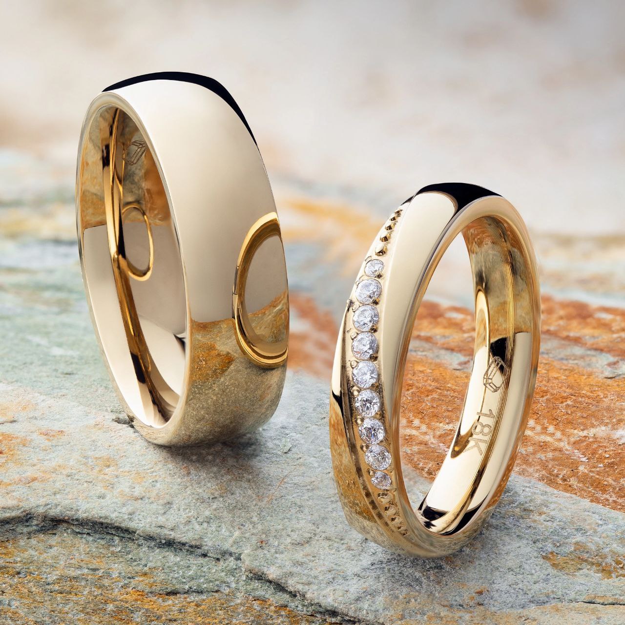 Argollas matrimonio oro 18K diseño Toscana vista frontal