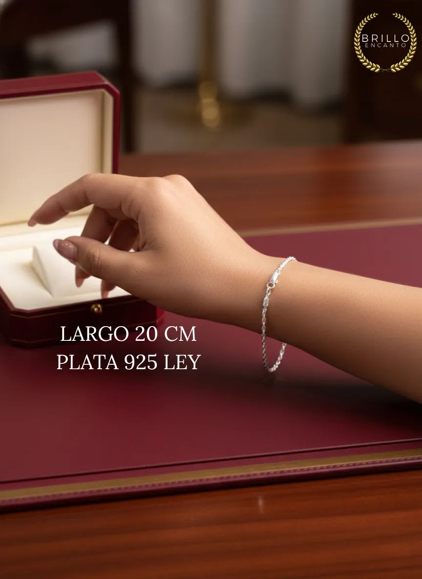 Brazalete unisex plata 925 20cm - vista lateral