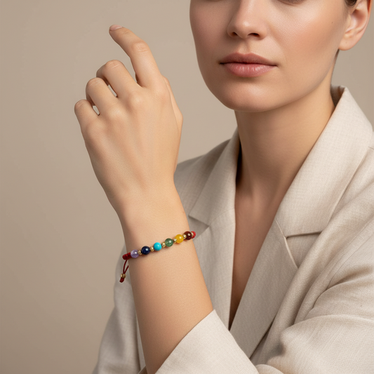 Pulsera 7 Chakras y Balines ORO 18K Diamantados