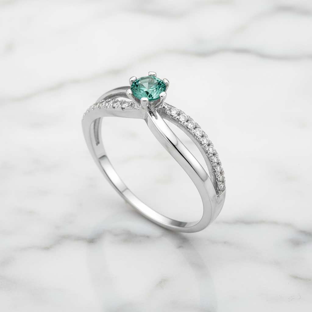 Anillo Armonía Esmeralda Colombiana Diamantes Plata 925 | Brillo Encanto