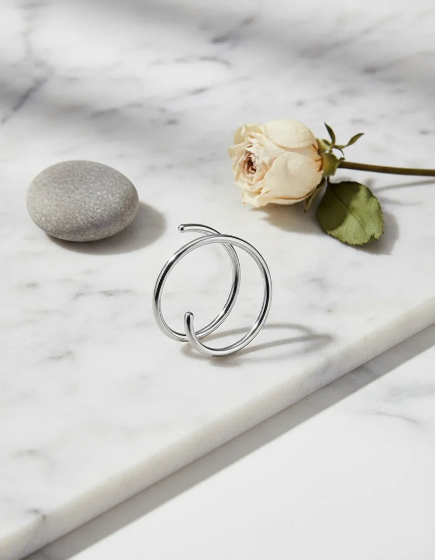 Piercing Nariz Plateado Doble Aro Nostril Plata925