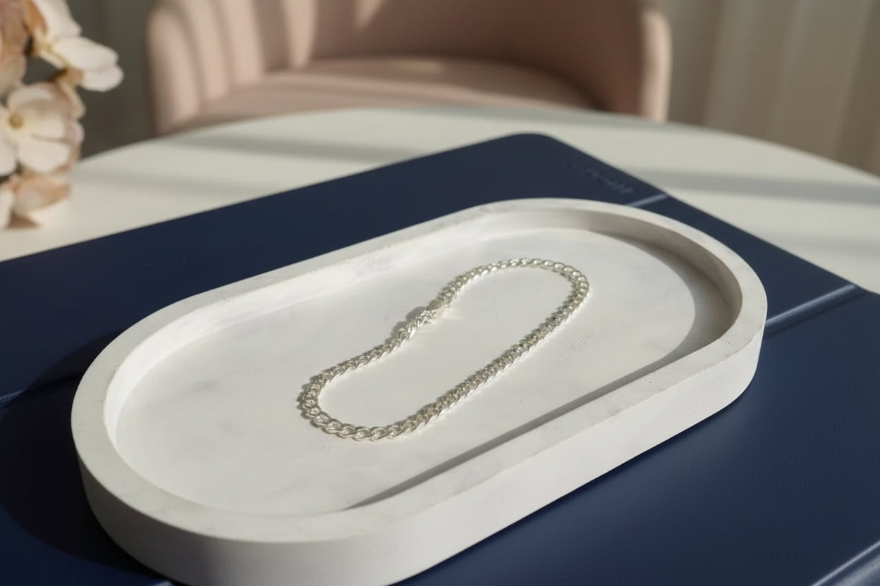 Pulsera Plata 925 Manilla Unisex Tejido Cubana 20cm