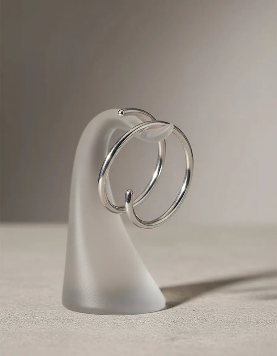 Piercing Nariz Plateado Doble Aro Nostril Plata925