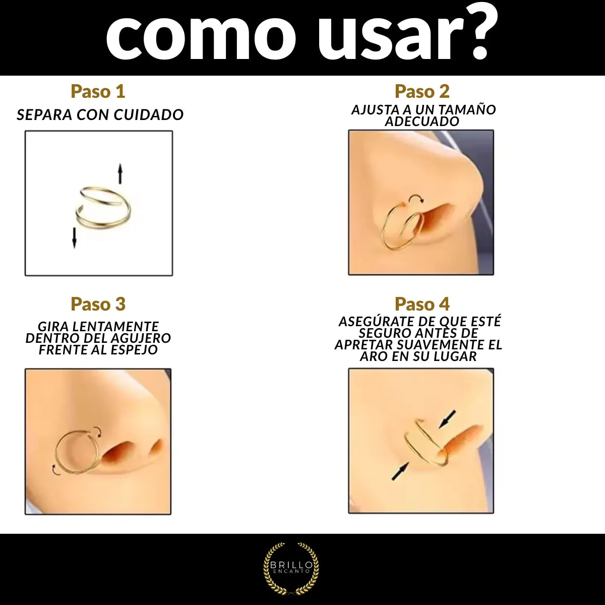 Piercing Nariz Plateado Doble Aro Nostril Plata925