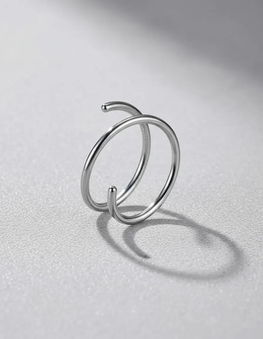 Piercing Nariz Plateado Doble Aro Nostril Plata925