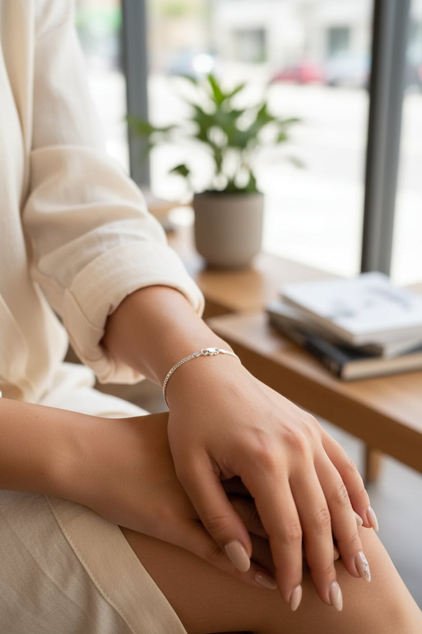 Pulsera Plata 925 Manilla Unisex Tejido Chinesco 20cm