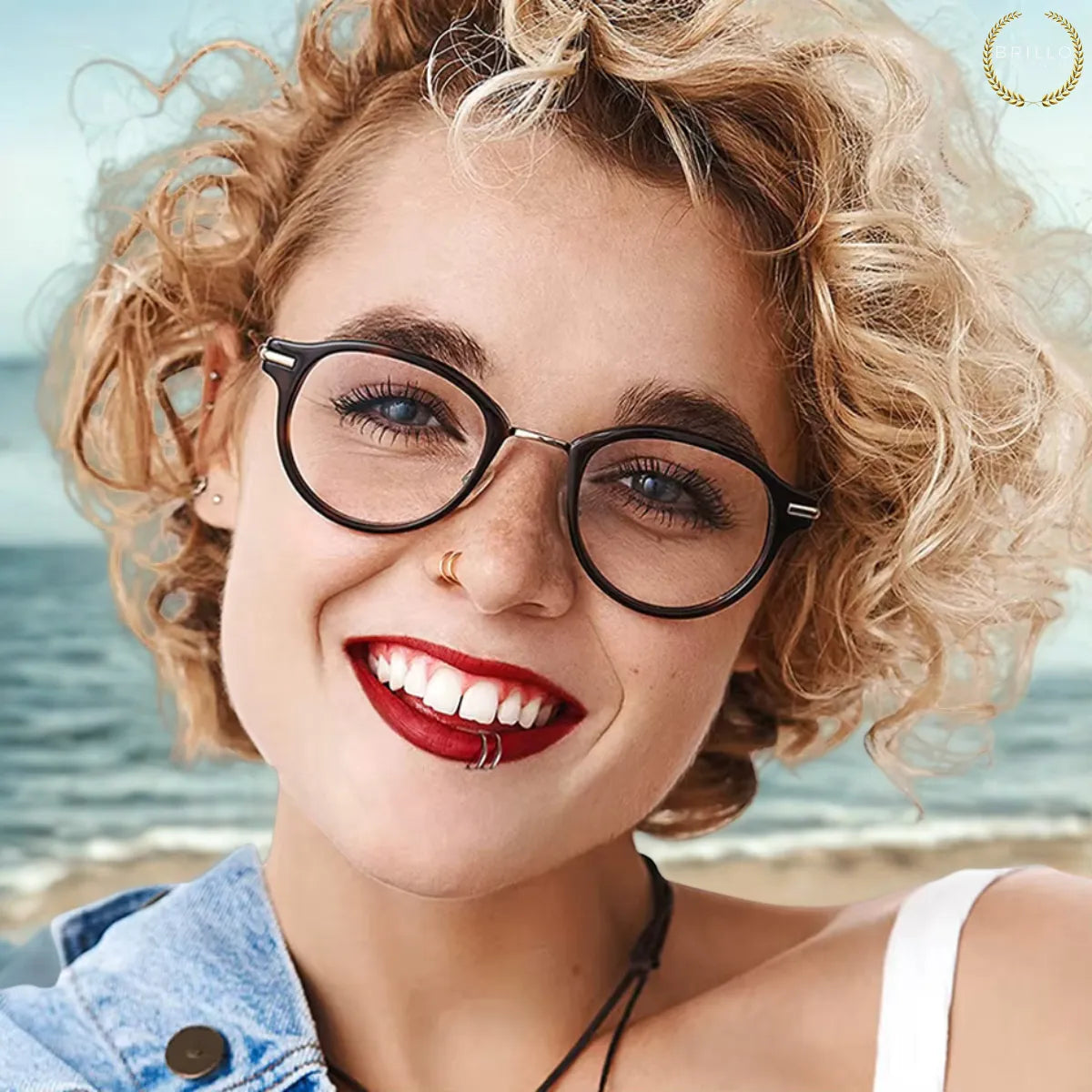 Piercing Nariz Dorado Doble Aro Nostril Plata925 Baño Oro