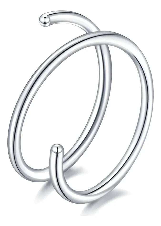 Piercing Nariz Plateado Doble Aro Nostril Plata925