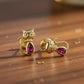 Anti-allergy Earrings with Safety Polka Dots for Women, 18k Gold Plated, Cats
